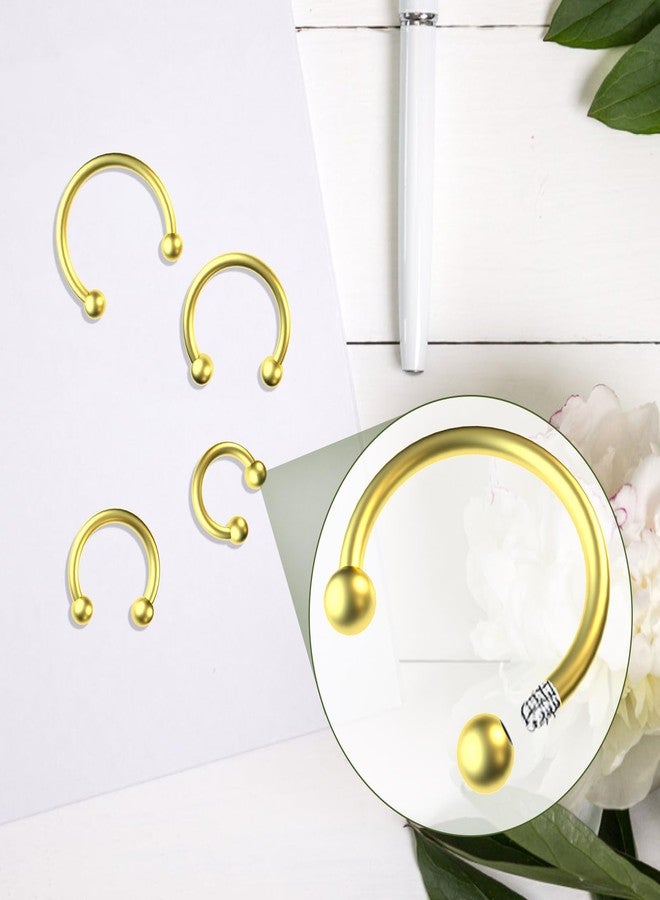 SMLBJUTE 8 PCS 16G Surgical Steel Horseshoe Nose Septum Earrings Eyebrow Lip Retainer Spiral Tragus Puncture Rings 6-12mm for Women Men (Gold) - Image 3